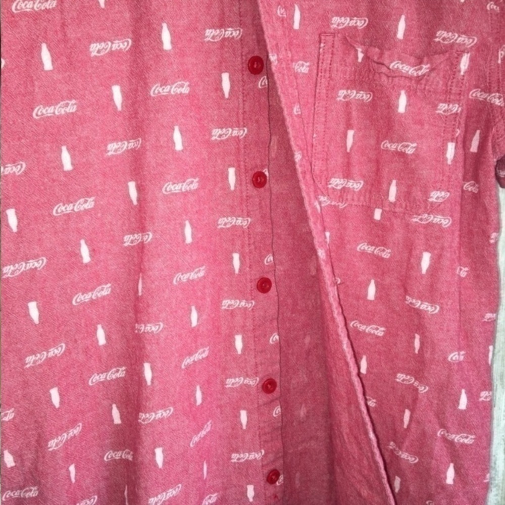 Coca Cola Red Logo Printed Button Down - Picture 3 of 4